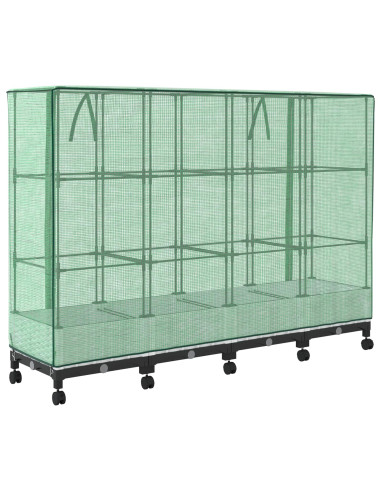 Vaso da Giardino con Copertura per Serra e Ruote 4 pz Bianco PP