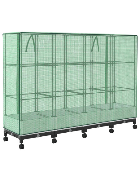 Vaso da Giardino con Copertura per Serra e Ruote 4 pz Bianco PP
