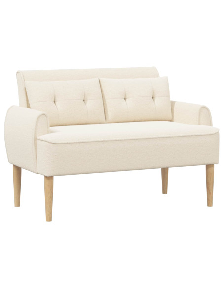 Loveseat con bottoni imbottiti Crema 117 x 67 x 77 cm Bouclé