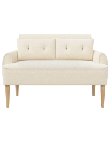 Loveseat con bottoni imbottiti Crema 117 x 67 x 77 cm Bouclé