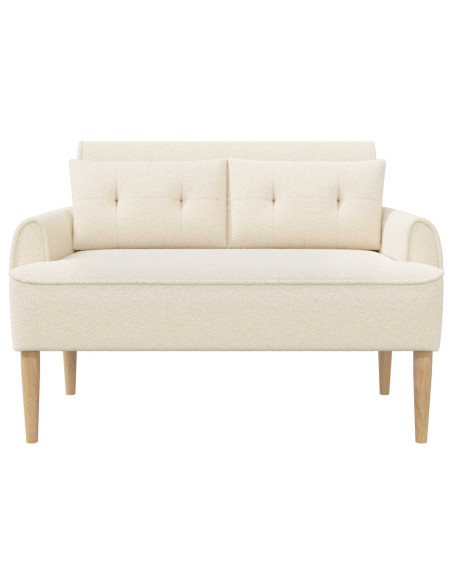 Loveseat con bottoni imbottiti Crema 117 x 67 x 77 cm Bouclé