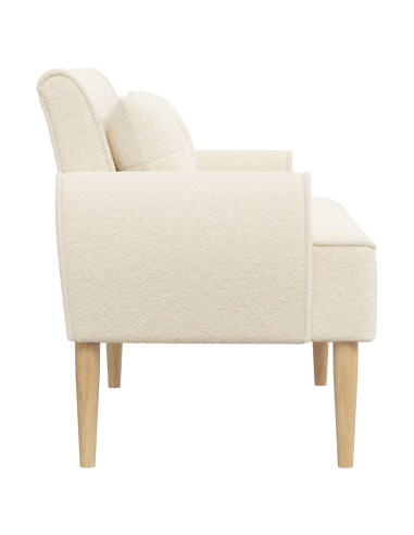 Loveseat con bottoni imbottiti Crema 117 x 67 x 77 cm Bouclé
