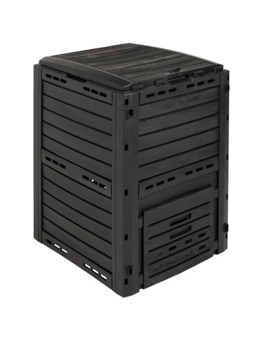 Compostiera da giardino Nero 59,5 x 60 x 81,5 cm 280 l 100% PP