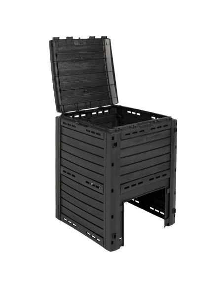 Compostiera da giardino Nero 59,5 x 60 x 81,5 cm 280 l 100% PP