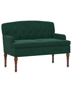Loveseat con bottoni imbottiti Verde Scuro 111 x 65 x 79 cm 2