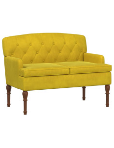 Loveseat con bottoni imbottiti Giallo Chiaro 111 x 65 x 79 cm 2