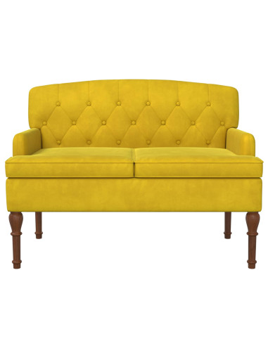 Loveseat con bottoni imbottiti Giallo Chiaro 111 x 65 x 79 cm