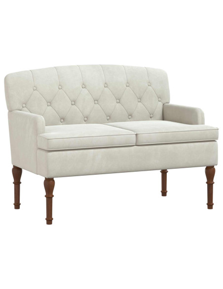 Loveseat con bottoni imbottiti Crema 111 x 65 x 79 cm Velluto