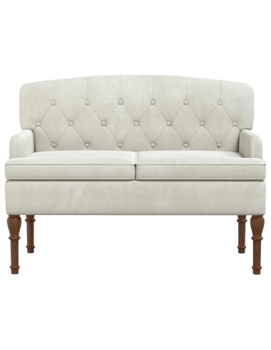 Loveseat con bottoni imbottiti Crema 111 x 65 x 79 cm Velluto