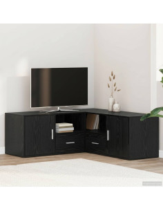 Mobile angolare con cassetto Rovere Nero 200 x 40 x 45 cm