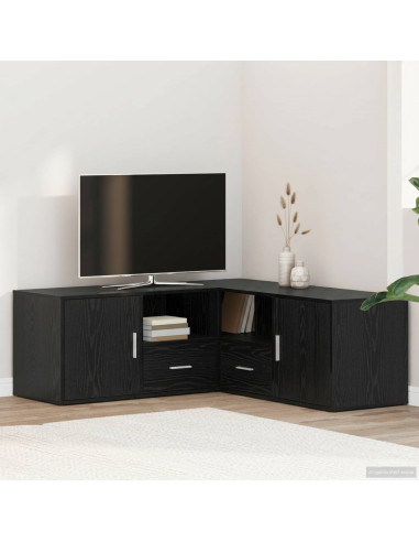 Mobile angolare con cassetto Rovere Nero 200 x 40 x 45 cm