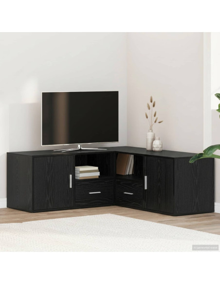 Mobile angolare con cassetto Rovere Nero 200 x 40 x 45 cm