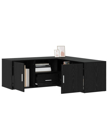 Mobile angolare con cassetto Rovere Nero 200 x 40 x 45 cm