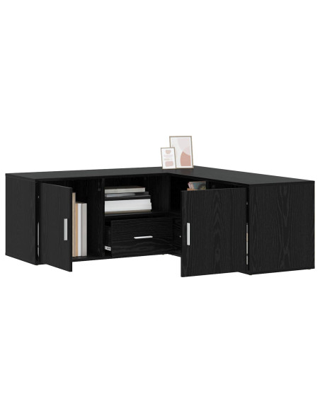 Mobile angolare con cassetto Rovere Nero 200 x 40 x 45 cm