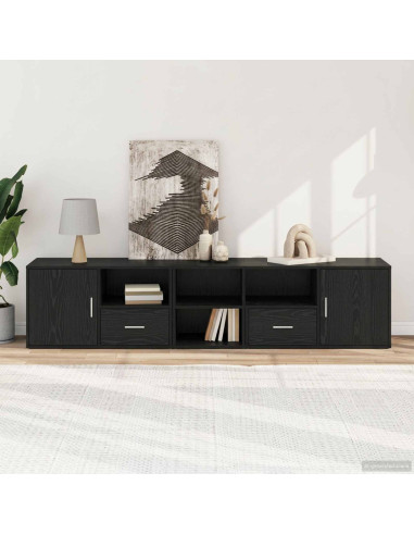 Mobile angolare con cassetto Rovere Nero 200 x 40 x 45 cm