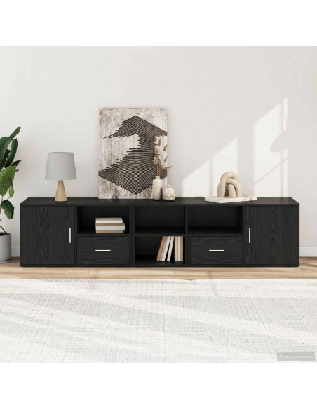 Mobile angolare con cassetto Rovere Nero 200 x 40 x 45 cm