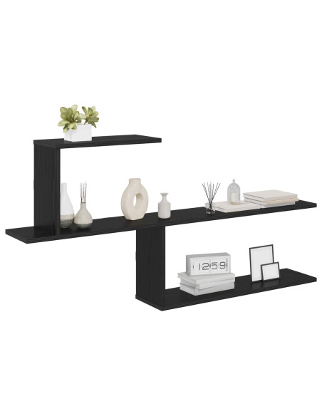 Scaffale da parete Rovere Nero 122 x 18 x 60 cm