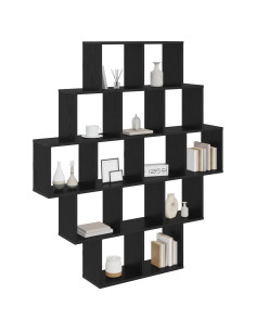 Scaffale da parete Rovere Nero 120 x 20 x 136 cm 2