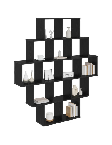 Scaffale da parete Rovere Nero 120 x 20 x 136 cm