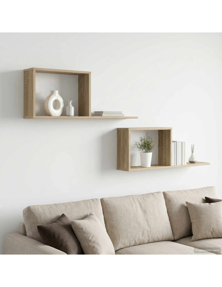 Scaffali flottanti 2 pcs Rovere Sonoma 80 x 15 x 30 cm