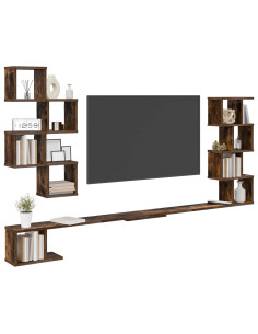 Mensola per TV da muro Rovere Fumo 160 x 15 x 94 cm 2