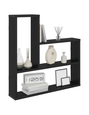 Scaffale da parete Rovere Nero 60 x 11 x 60 cm