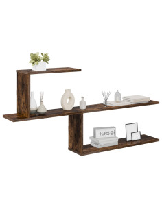 Scaffale da parete Rovere Fumo 122 x 18 x 60 cm 2