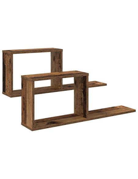 Scaffali flottanti 2 pcs Legno antico 80 x 15 x 30 cm