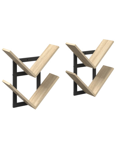Mensola a muro flottante 2 pcs Rovere Sonoma 43 x 15 x 47 cm