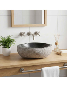 Lavabo Ovale Grigio (32-37) x (27-30) x 12 cm Pietra di Fiume