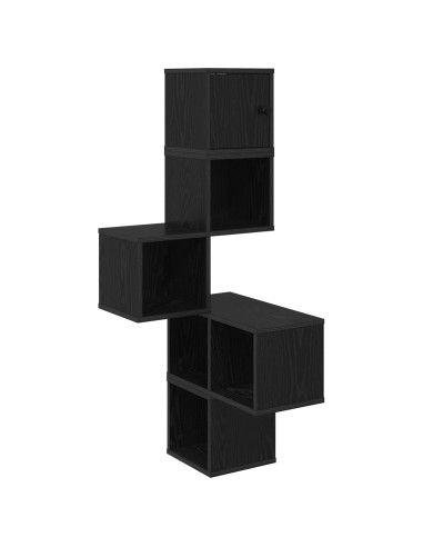 Mensola Angolare da Parete Rovere Nero 48 x 48 x 120 cm