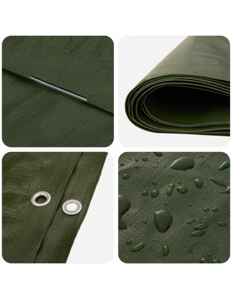 Telo con Occhielli Verde 4 x 6 m 260 gsm PE