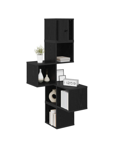 Mensola Angolare da Parete Rovere Nero 48 x 48 x 120 cm