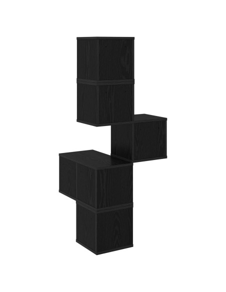 Mensola Angolare da Parete Rovere Nero 48 x 48 x 120 cm