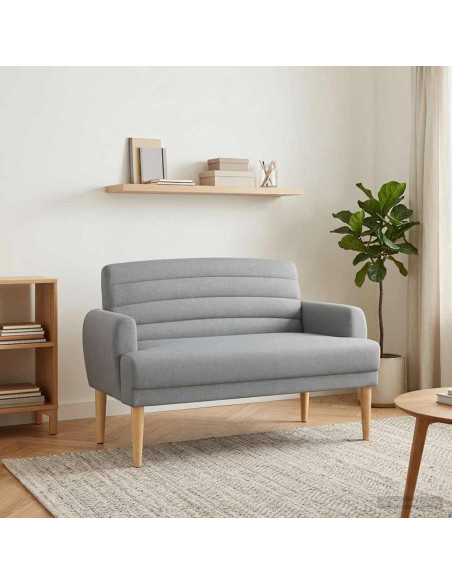 Loveseat con bottoni imbottiti Grigio Chiaro 116 x 67 x 80 cm