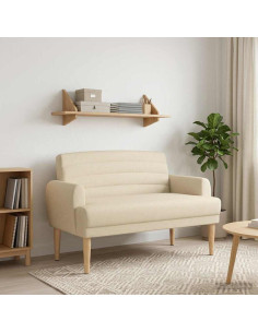 Loveseat con bottoni imbottiti Crema 116 x 67 x 80 cm Tessuto
