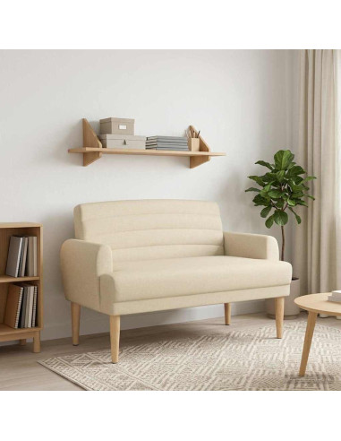 Loveseat con bottoni imbottiti Crema 116 x 67 x 80 cm Tessuto
