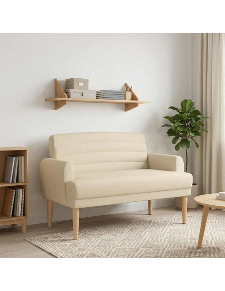 Loveseat con bottoni imbottiti Crema 116 x 67 x 80 cm Tessuto
