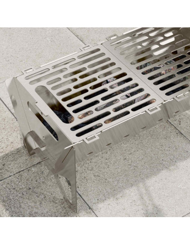 Focolare da campeggio 42 x 22 x 18 cm Acciaio Inox Argento