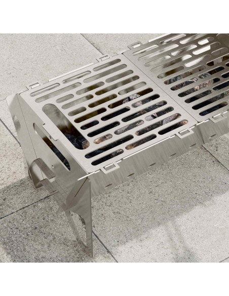 Focolare da campeggio 42 x 22 x 18 cm Acciaio Inox Argento