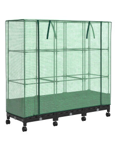 Vaso da Giardino con Copertura per Serra e Ruote 3 pz Nero PP 2