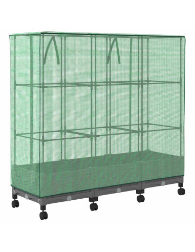 Vaso da Giardino con Copertura per Serra e Ruote 3 pz PP