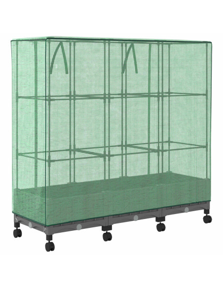 Vaso da Giardino con Copertura per Serra e Ruote 3 pz PP