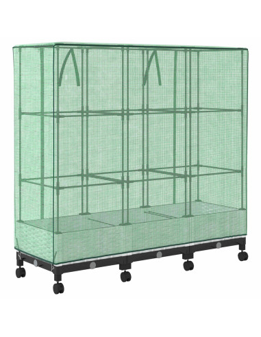 Vaso da Giardino con Copertura per Serra e Ruote 3 pz Bianco PP