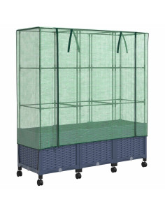 Vaso da Giardino con Copertura per Serra e Ruote 3 pz PP 2