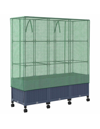 Vaso da Giardino con Copertura per Serra e Ruote 3 pz PP