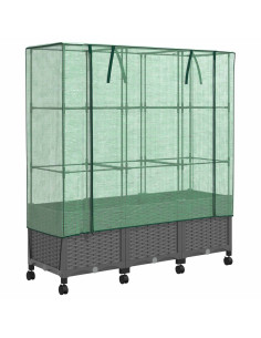 Vaso da Giardino con Copertura per Serra e Ruote 3 pz PP 2