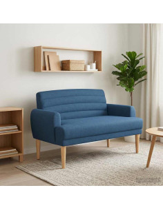 Loveseat con bottoni imbottiti Blu 116 x 67 x 80 cm Tessuto