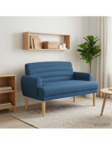 Loveseat con bottoni imbottiti Blu 116 x 67 x 80 cm Tessuto