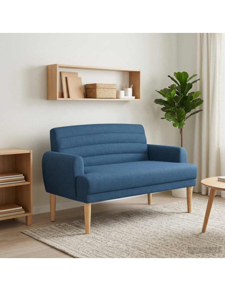 Loveseat con bottoni imbottiti Blu 116 x 67 x 80 cm Tessuto